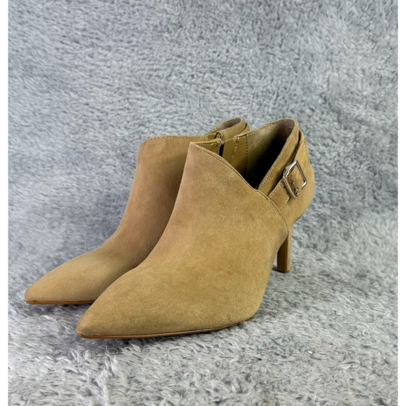 Vince Camuto Kreitha Tan Ankle Boots Women's Size 9 Stiletto Assymetrical Bootie - Picture 5 of 10